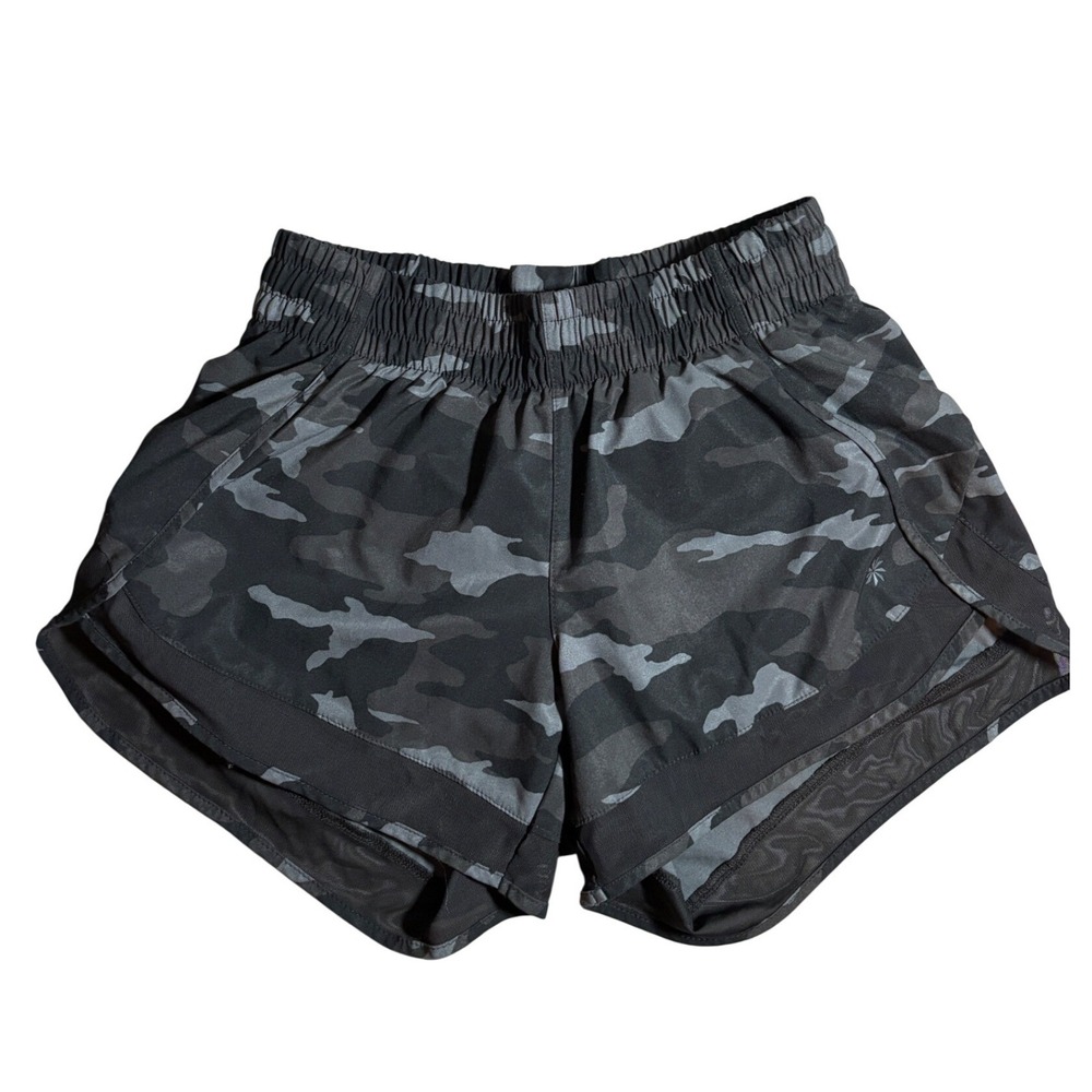 Athleta XS Printed Mesh Racer Run Short 4 Camo Running Athletic Workout Cheer